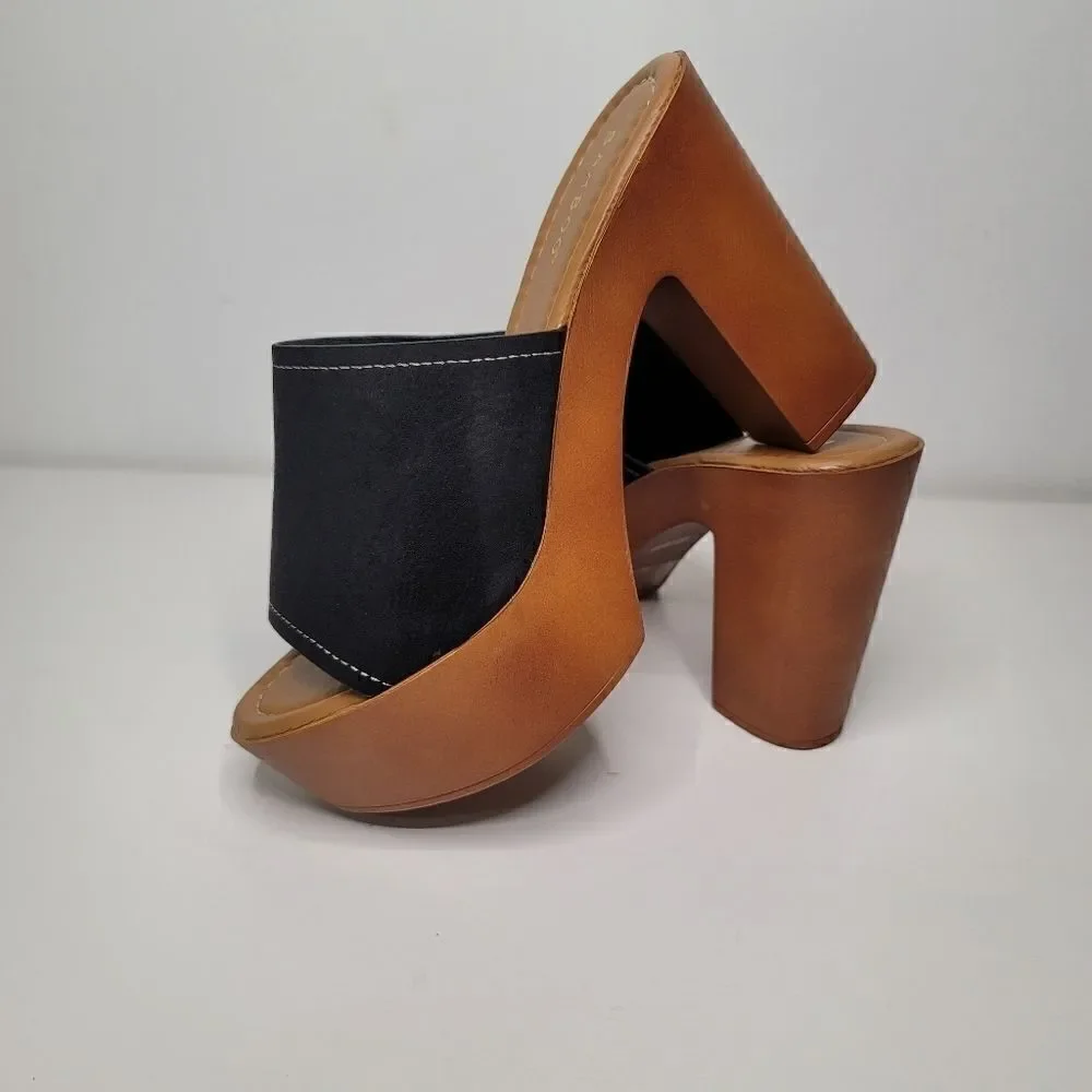 Bamboo black platform sandal